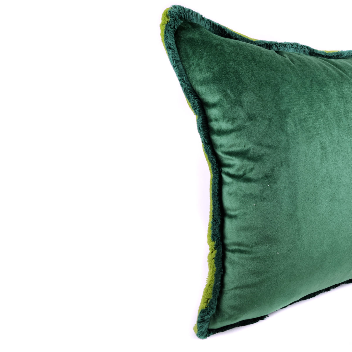 Almofada BELLUS 45x45 Veludo 2 Tons de Verde com Franja