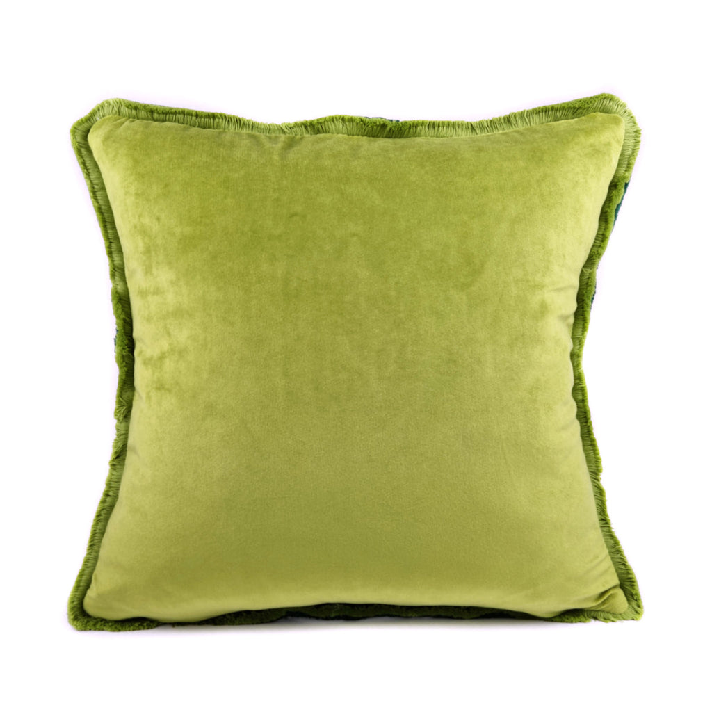 Almofada BELLUS 45x45 Veludo 2 Tons de Verde com Franja