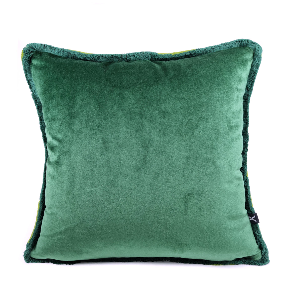 BELLUS 45x45 Velvet Cushion in 2 Shades of Green with Fringe