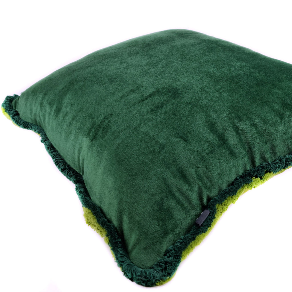 Almofada BELLUS 45x45 Veludo 2 Tons de Verde com Franja
