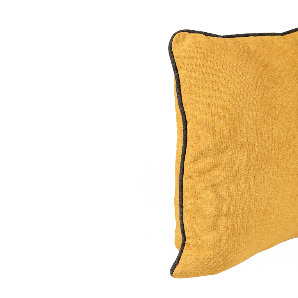 Almofada BELLUS 45x45 Veludo Amarelo Mostarda com Vivo Preto