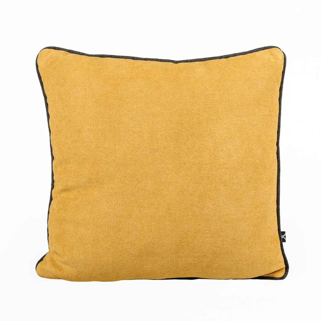 Almofada BELLUS 45x45 Veludo Amarelo Mostarda com Vivo Preto