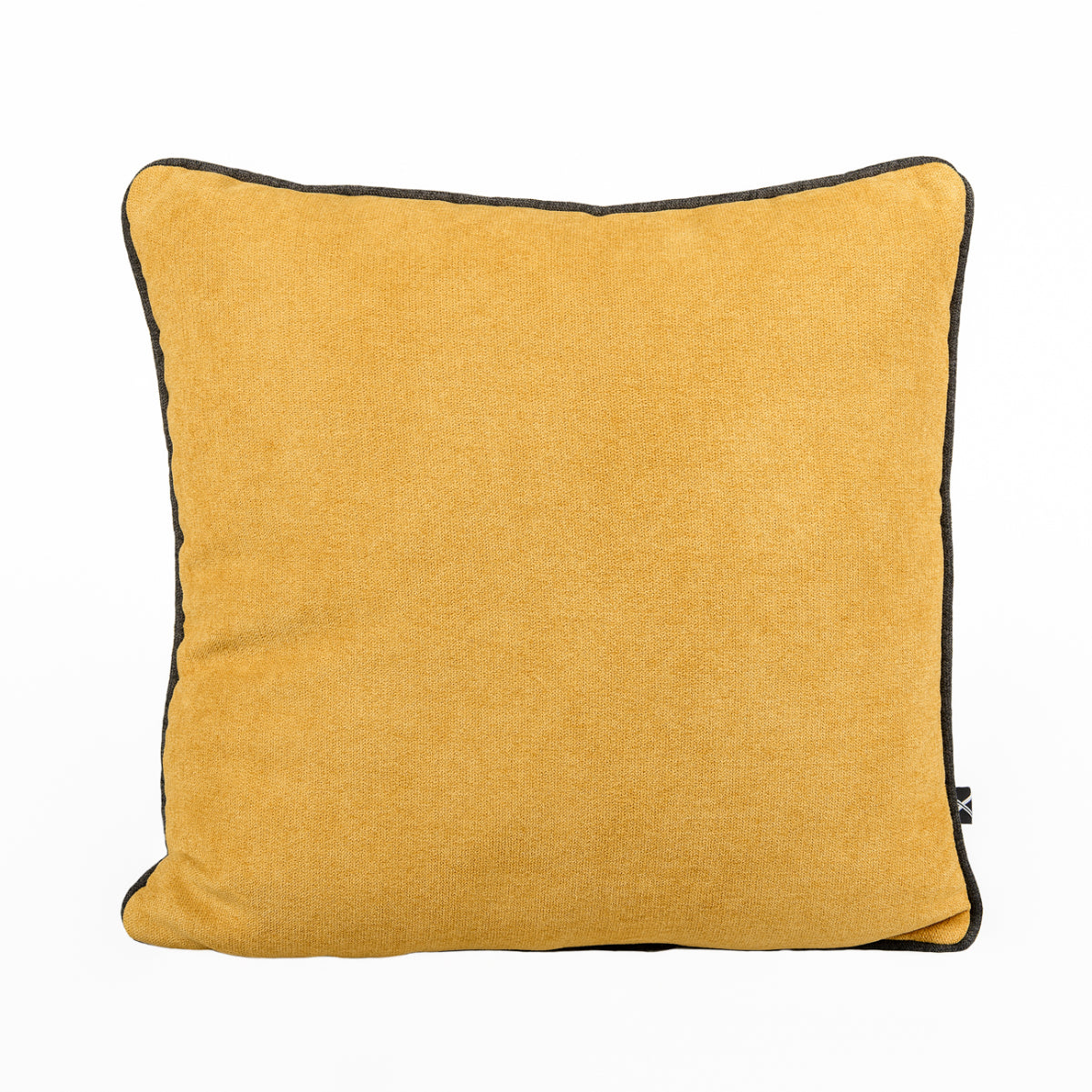 Almofada BELLUS 45x45 Veludo Amarelo Mostarda com Vivo Preto
