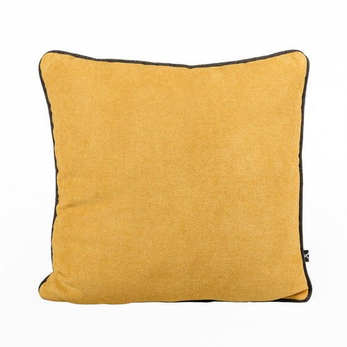 Almofada BELLUS 45x45 Veludo Amarelo Mostarda com Vivo Preto