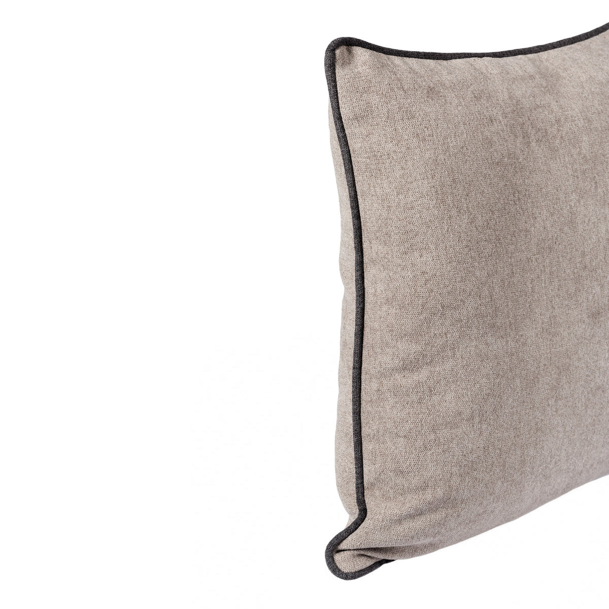 Almofada BELLUS 45x45 Veludo Bege Toupeira com Vivo Preto