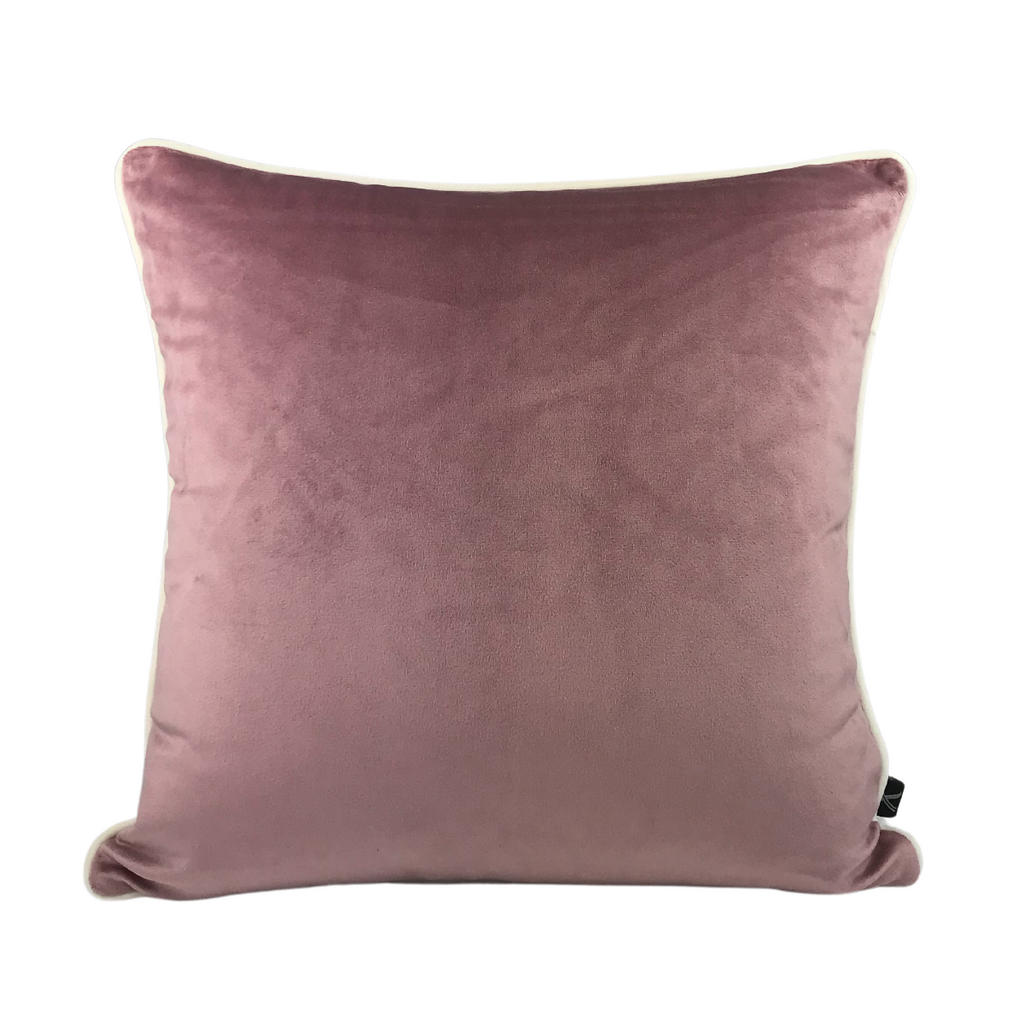 Cushion BELLUS 45x45 Pink Velvet with Natural Beige Trim