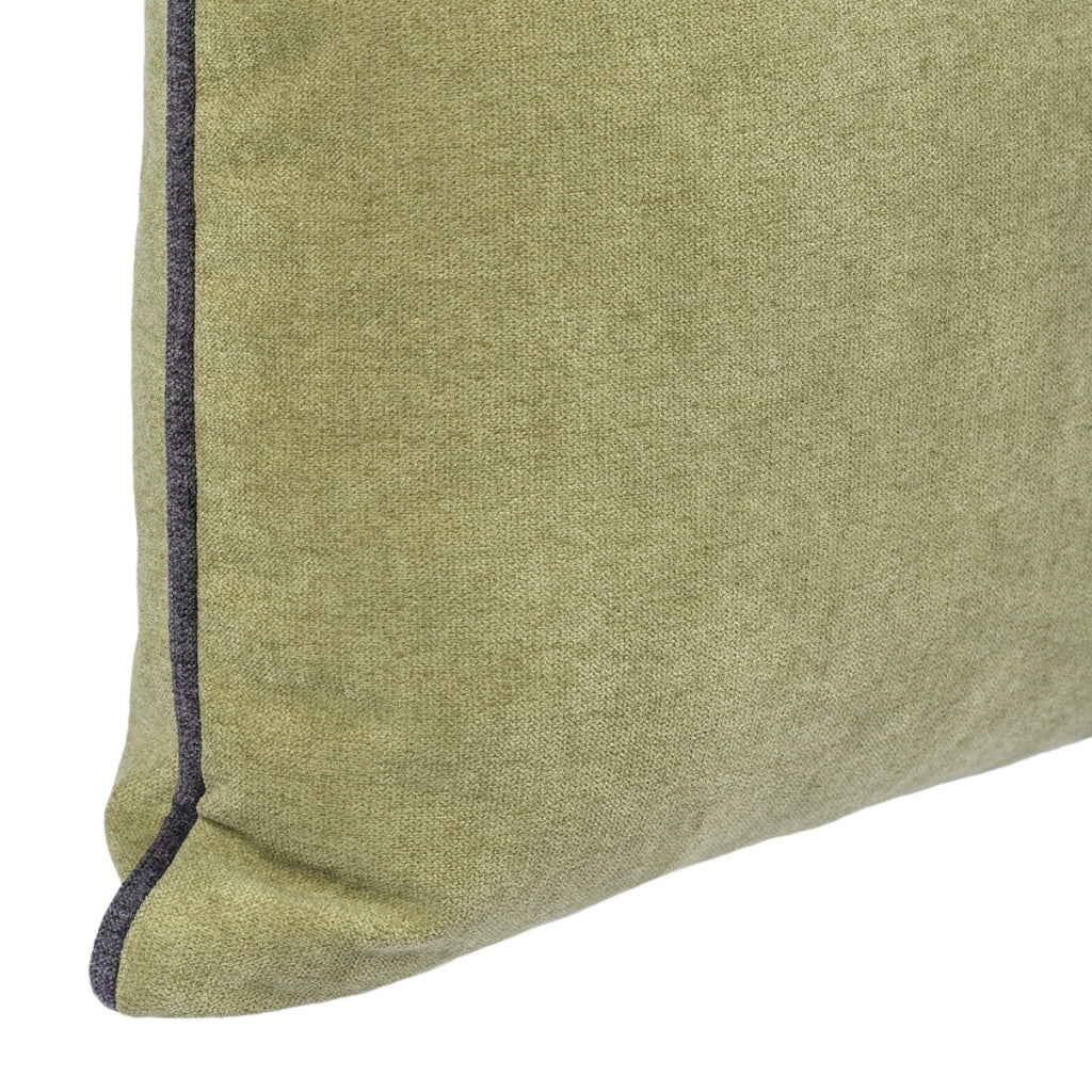 BELLUS Cushion 45x45 Moss Green Velvet with Black Piping