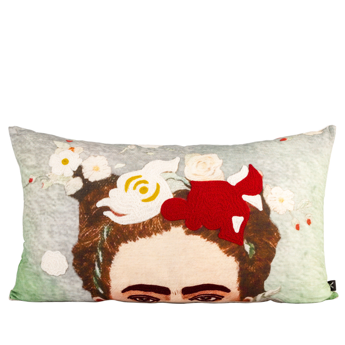 Almofada DINJA 37x65 Frida Kahlo com Flores Bordadas e Céu