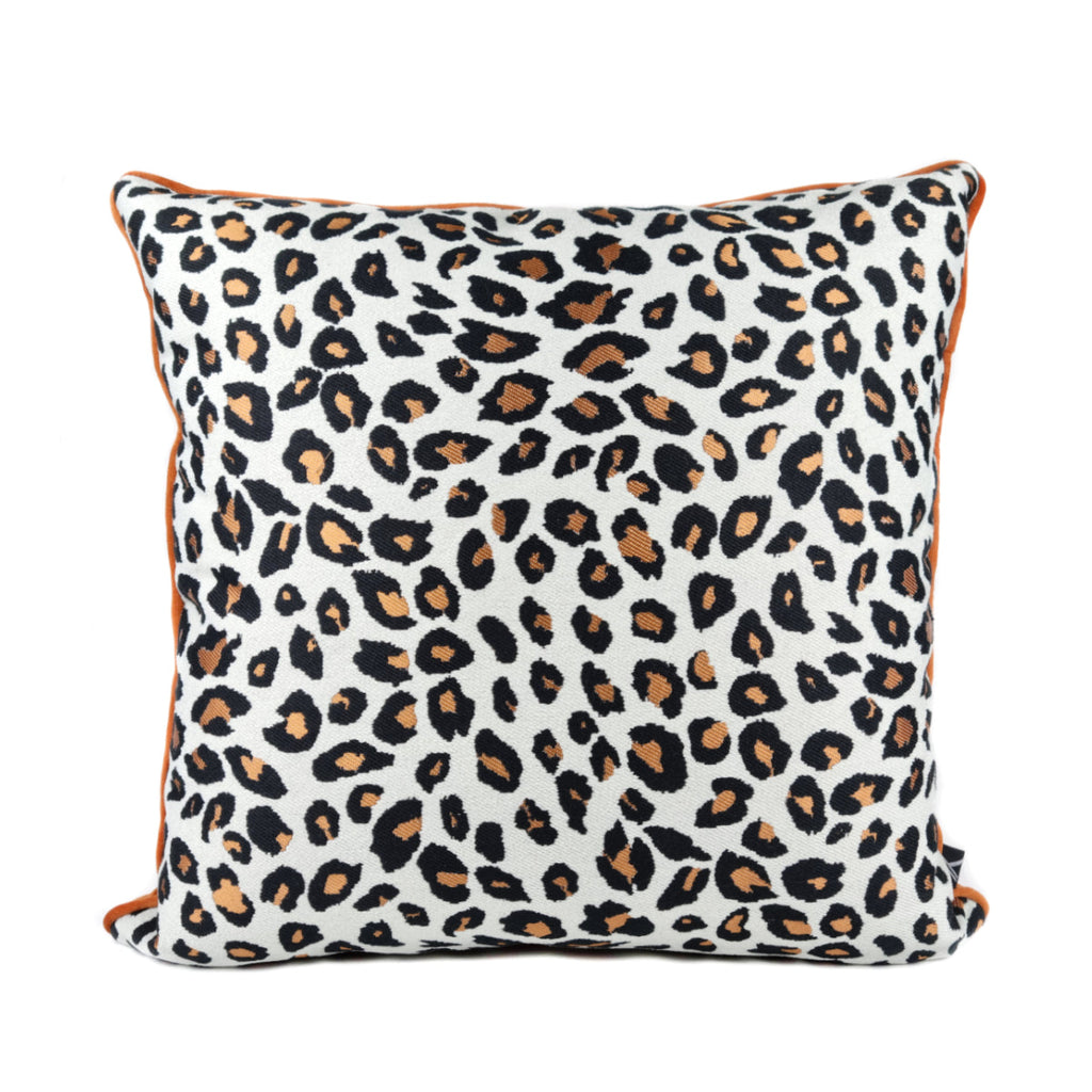 DINJA 45x45 Leopard Print Cushion with Orange Velvet Back