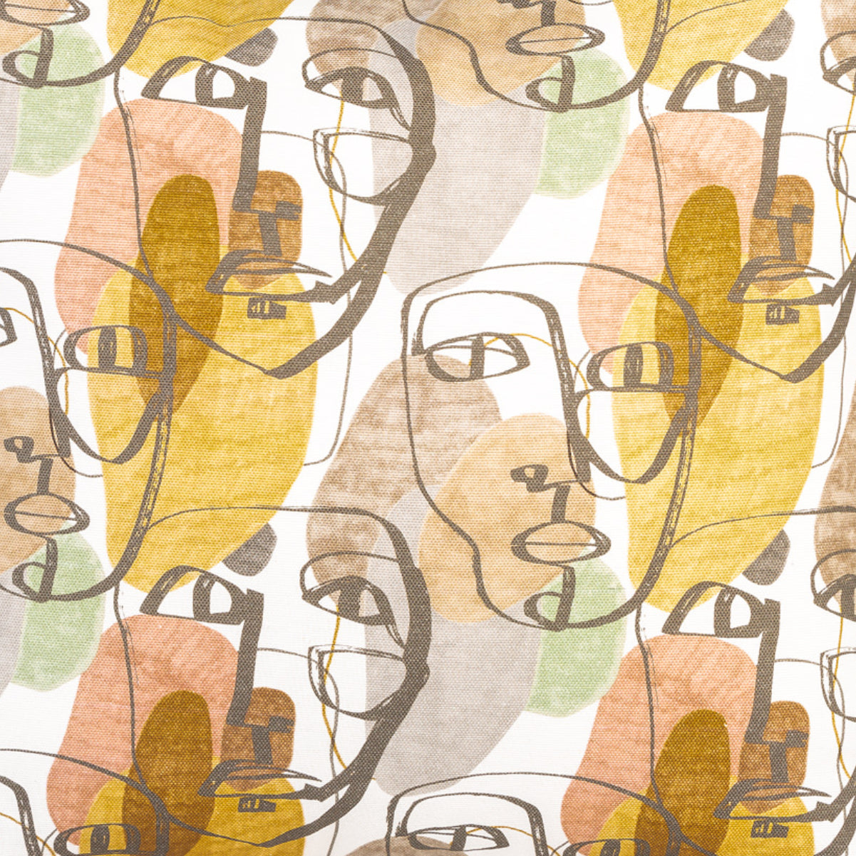 Almofada DINJA 50x50 Desenho Cara com Verso Veludo Bege