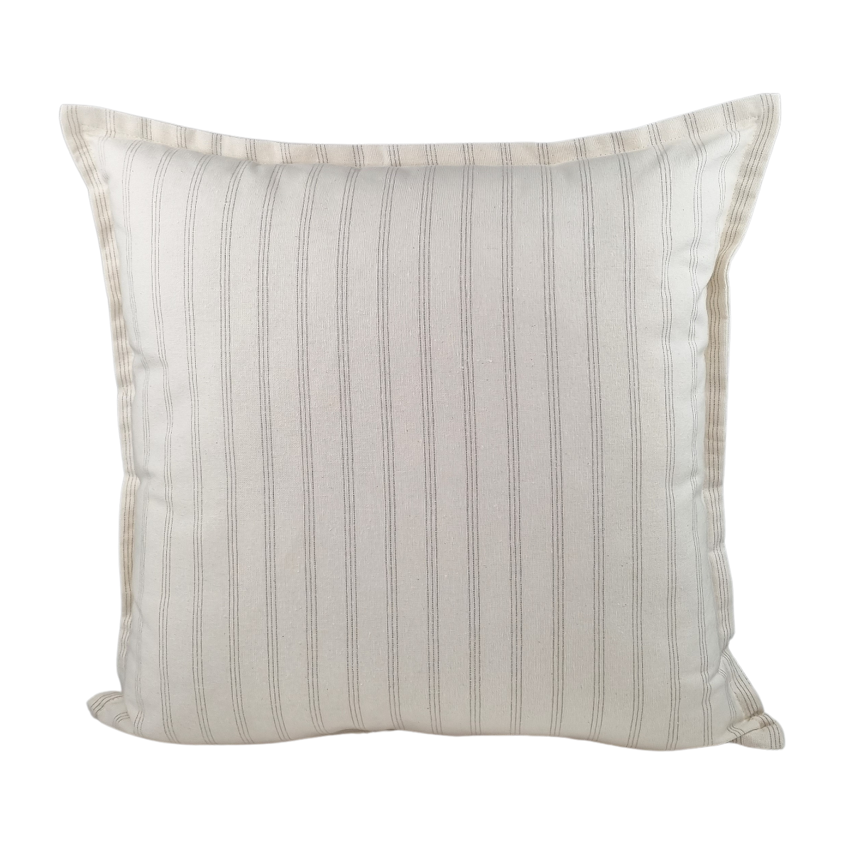 Almofada DINJA 50x50 Linho Cru com risca fina tripla Castanha e rebordo