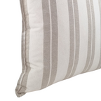 Almofada DINJA 50x50 Linho Cru com risca larga dupla Castanha e rebordo