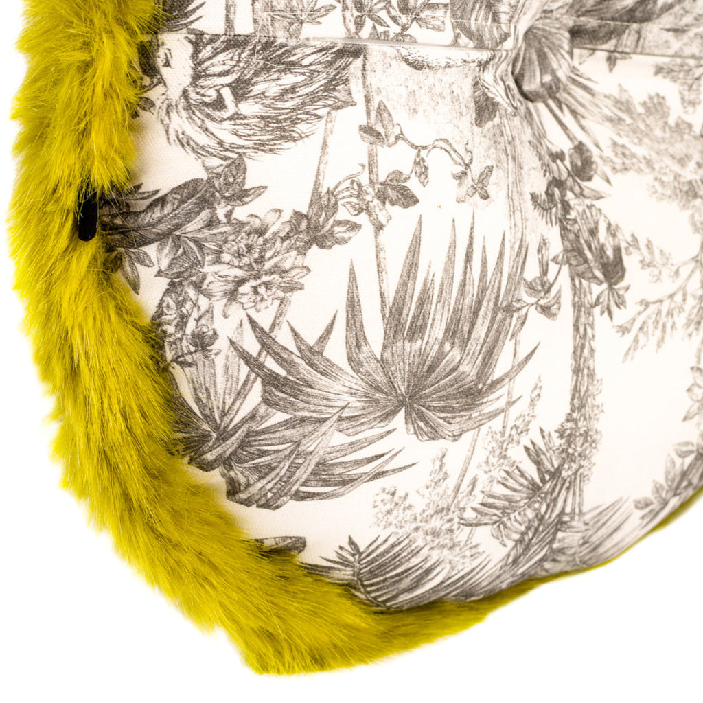 Almofada DINJA redonda 45 Palmeiras com Abelha e Franja Verde