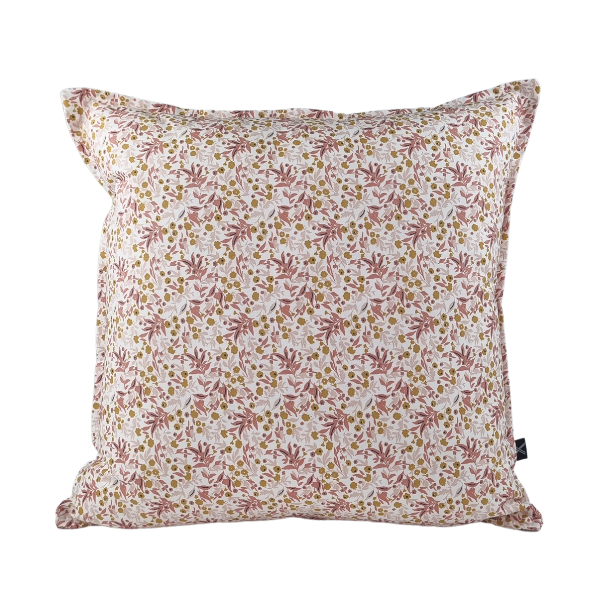 Almofada FJURI 45x45 Algodao Branco e Rosa com folhas