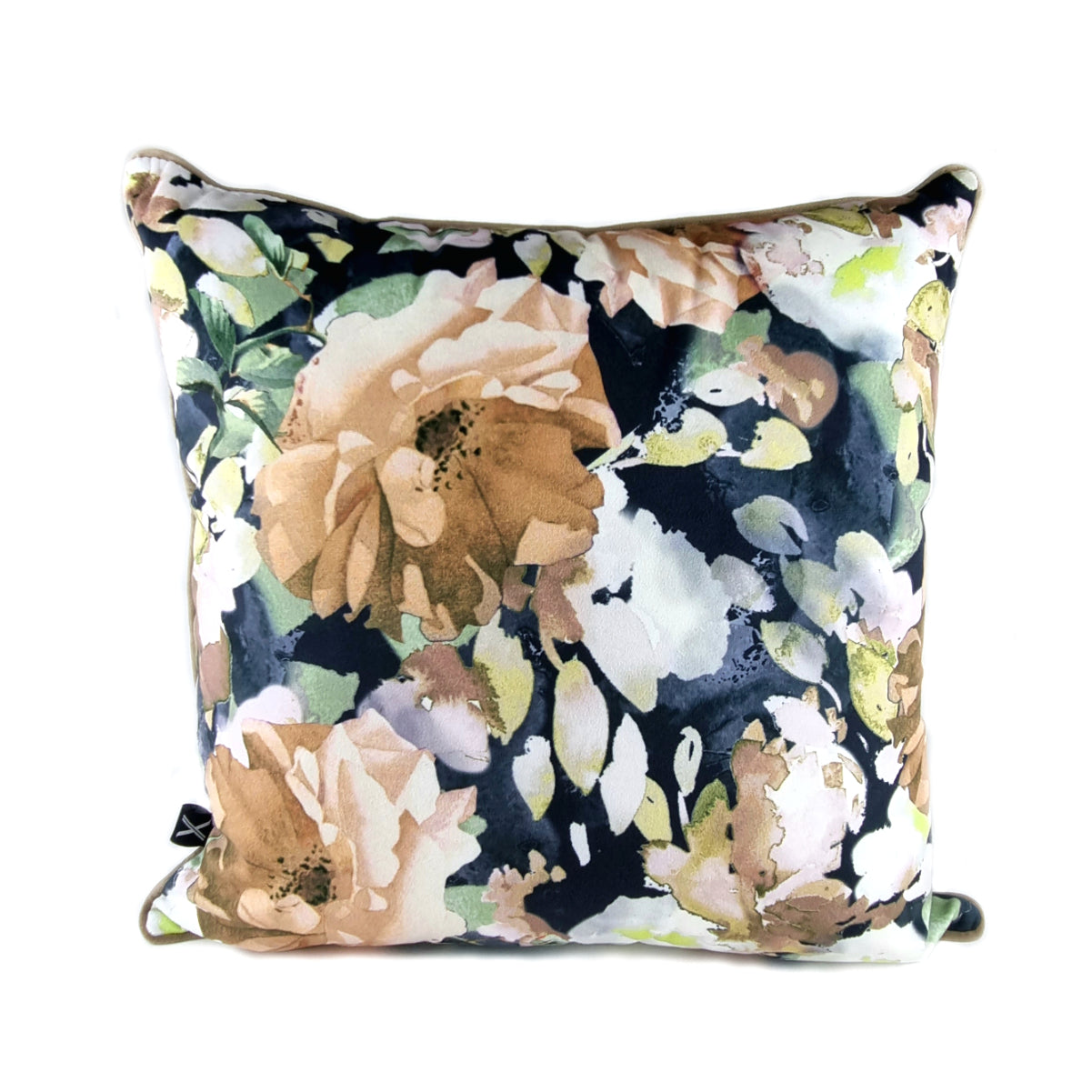 Almofada FJURI 45x45 Floral Castanho Branco Preto com Vivo
