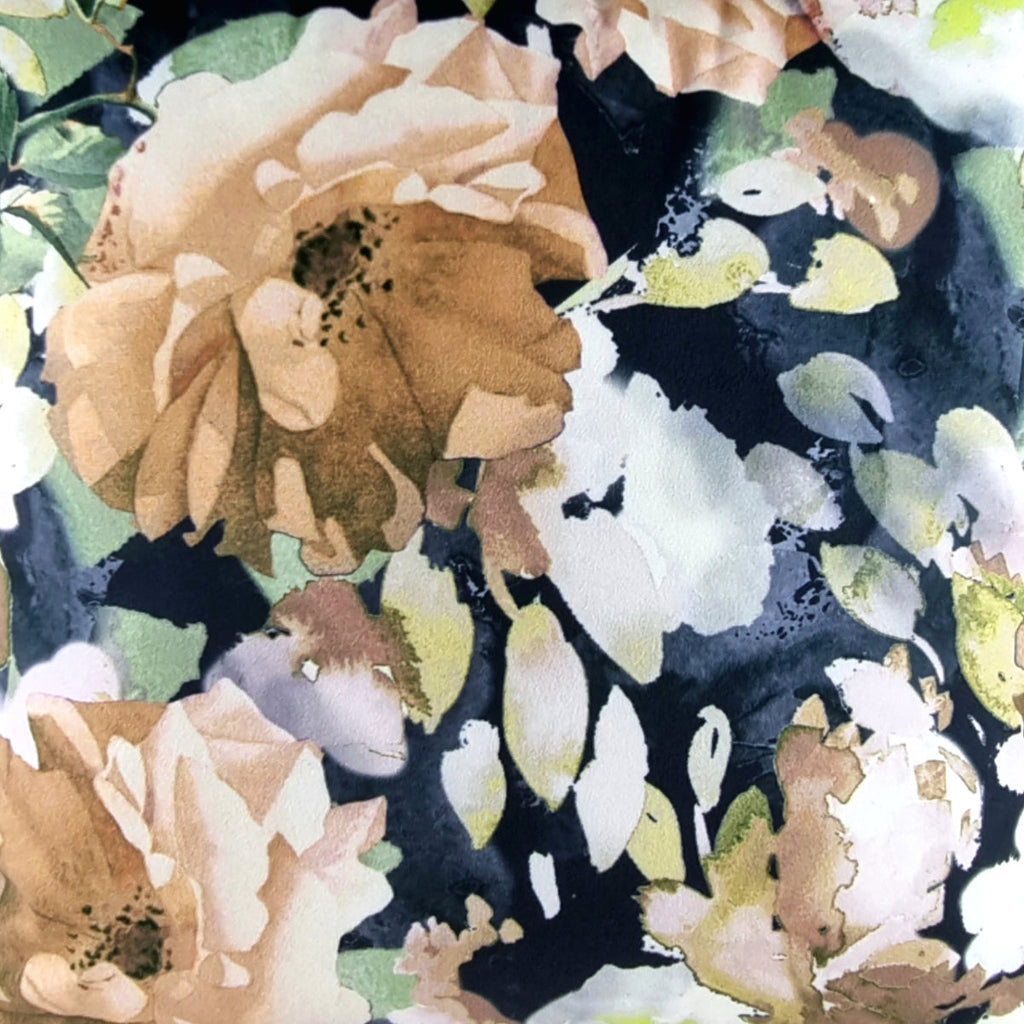 Almofada FJURI 45x45 Floral Castanho Branco Preto com Vivo