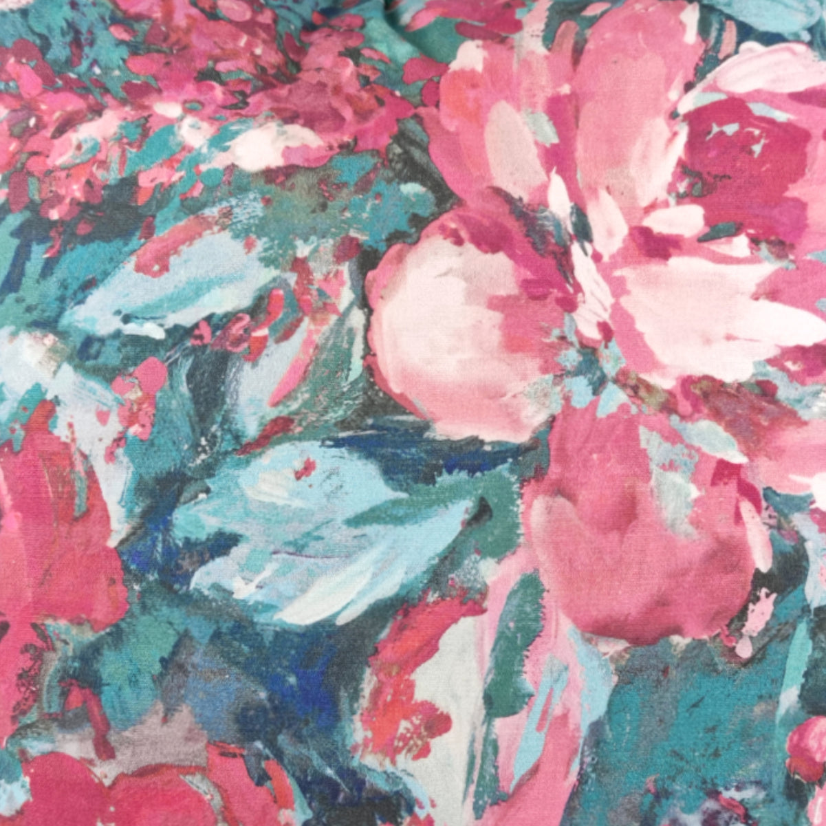 FJURI Cushion 45x45 Pink Flowers with Fringe