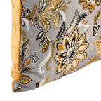 Cushion FJURI 45x45 with Flower Pattern and Mustard Velvet Back