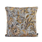 Cushion FJURI 45x45 with Flower Pattern and Mustard Velvet Back