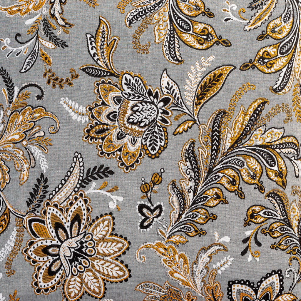 FJURI 45x45 Cushion with Flower Pattern and Mustard Velvet Back