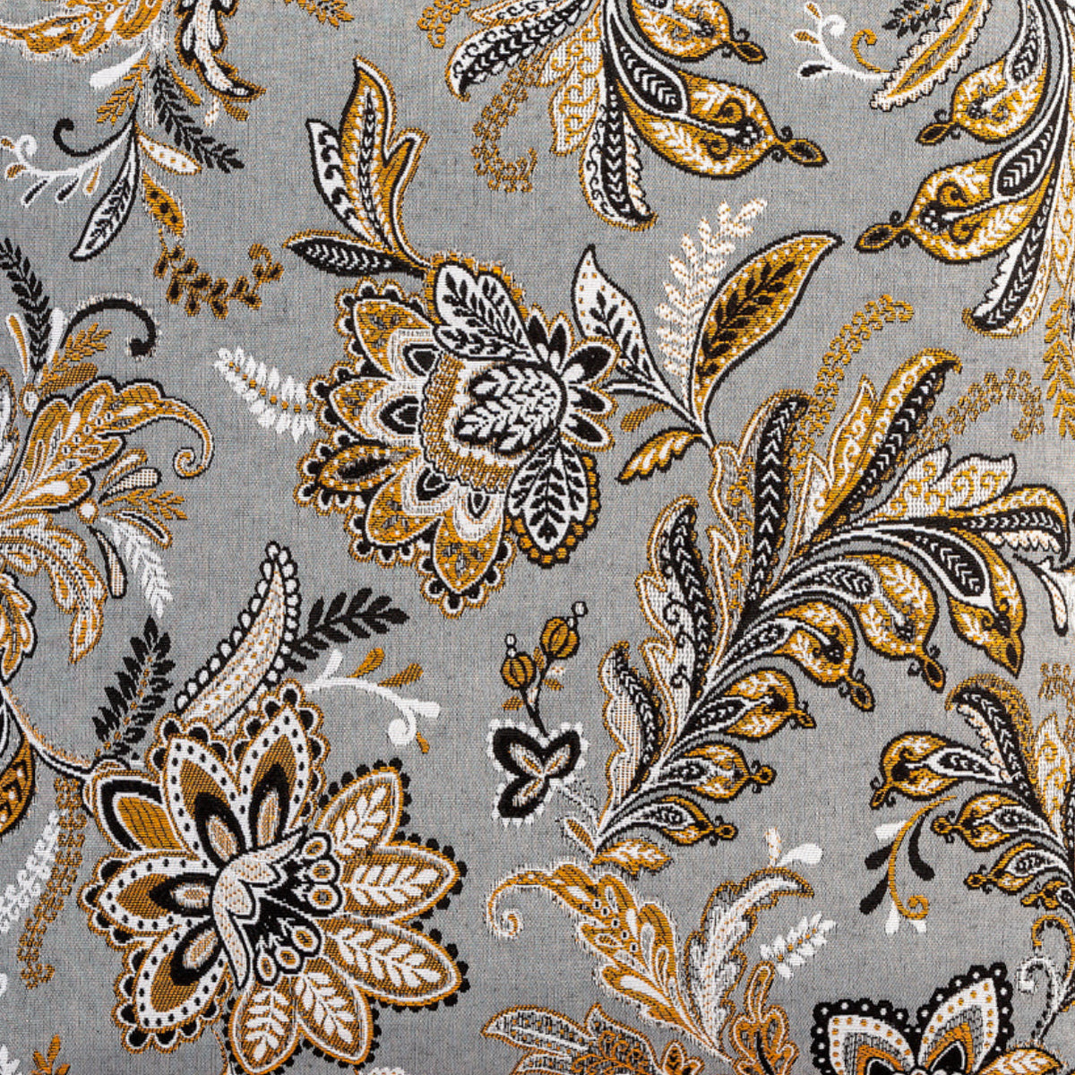 Almofada FJURI 45x45 Padrão Flores com Verso Veludo Mostarda