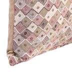Almofada MUDELL 45x45 Padrão Geométrico Bege Castanho Cinza com Verso Veludo Castanho