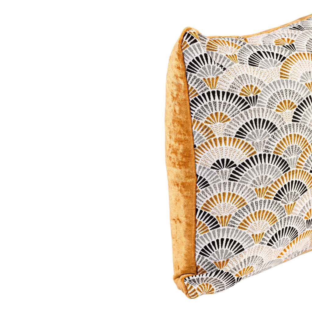 MUDELL 45x45 Cushion Santiago Geometric Pattern with Mustard Velvet Back