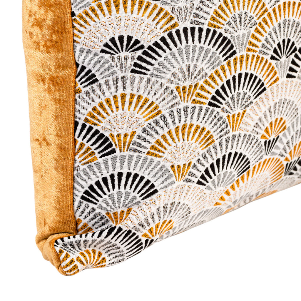 MUDELL 45x45 Cushion Santiago Geometric Pattern with Mustard Velvet Back