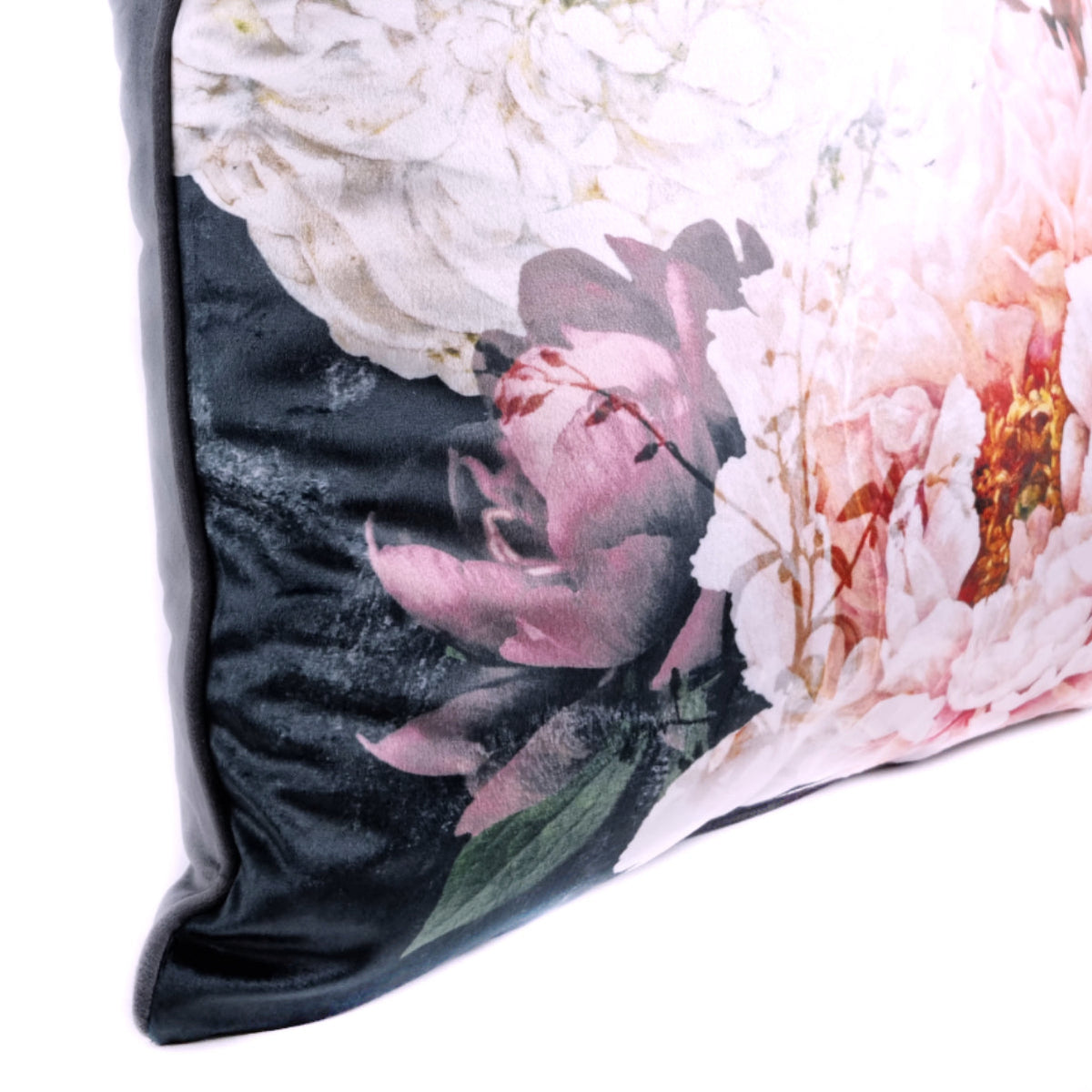 Almofada FJURI 45x45 Veludo Preto com Flores