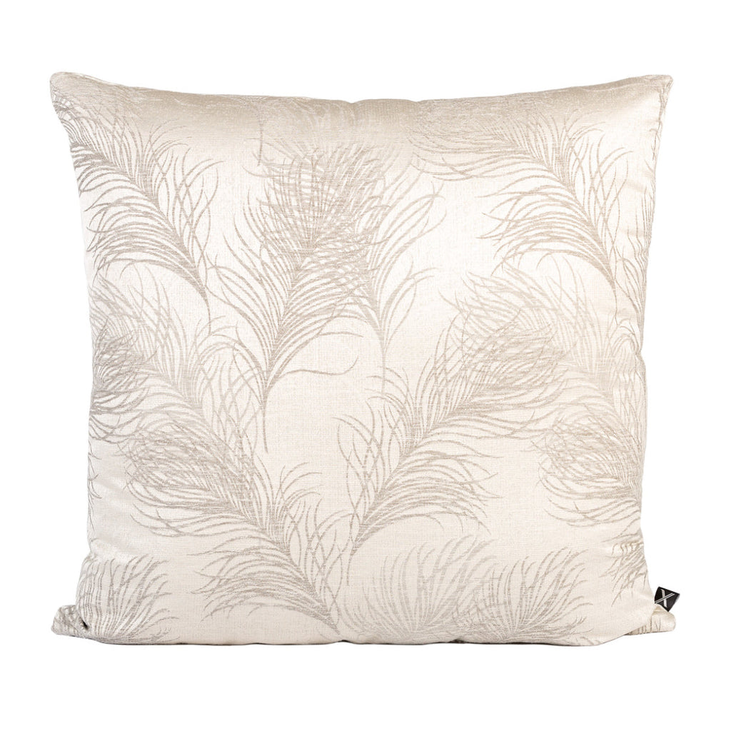 FJURI 55x55 Satin Cushion with Gray Leaves