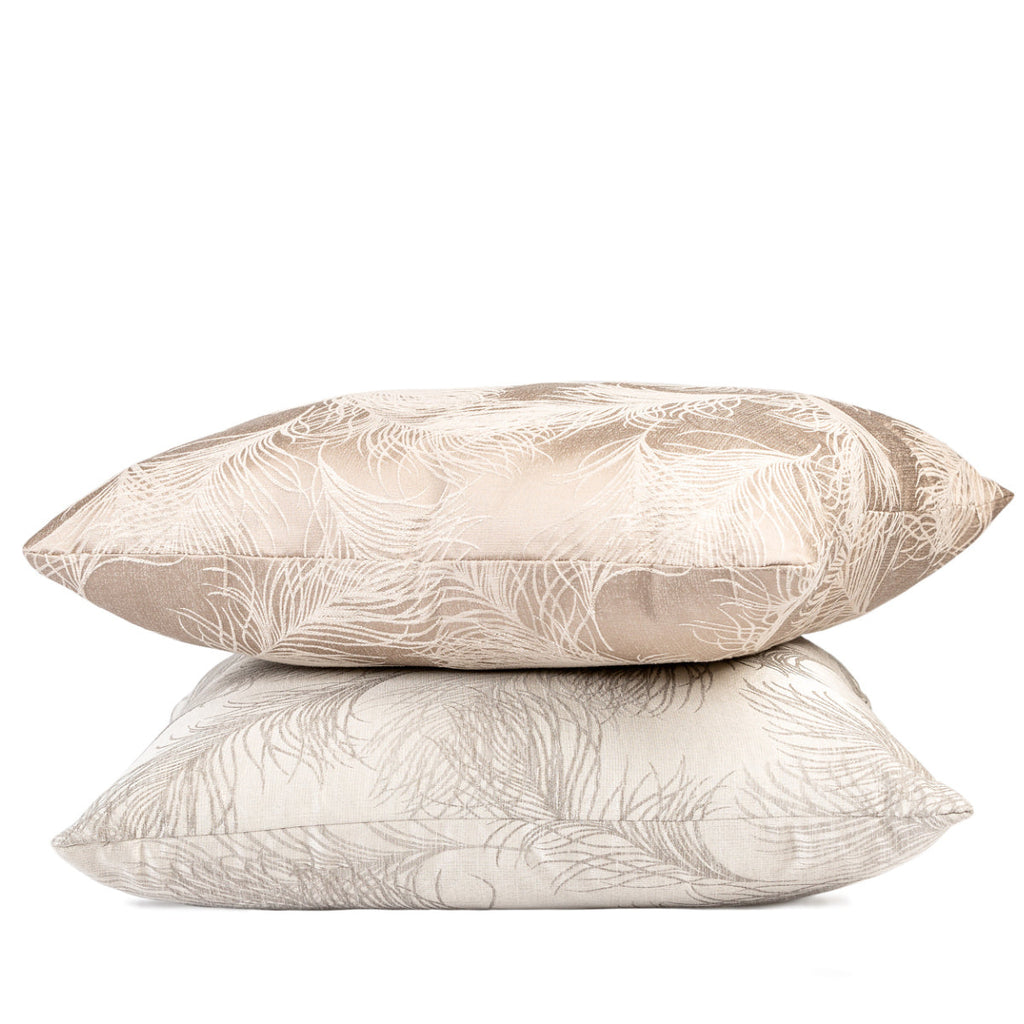 FJURI 55x55 Satin Cushion with Gray Leaves