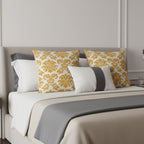 Cushion FJURI 60x60 Cotton with Fleur-de-lis in Mustard Yellow