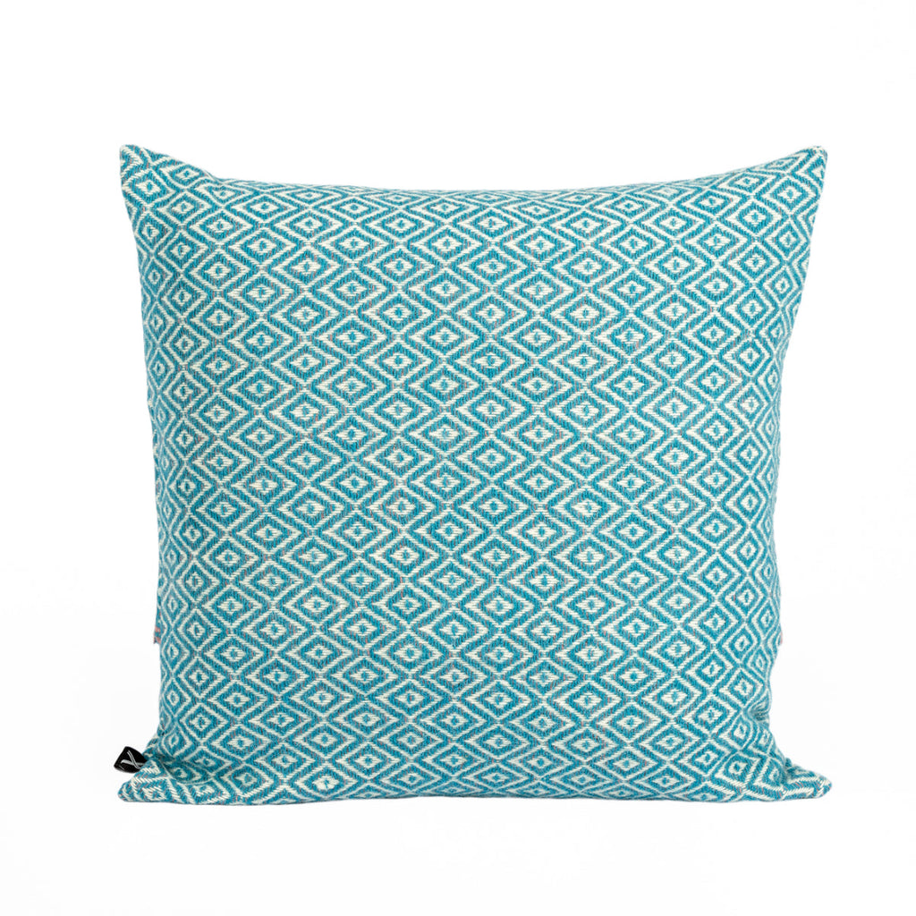 Almofada HEMMEK 45x45 Lã Azul em padrão diamante