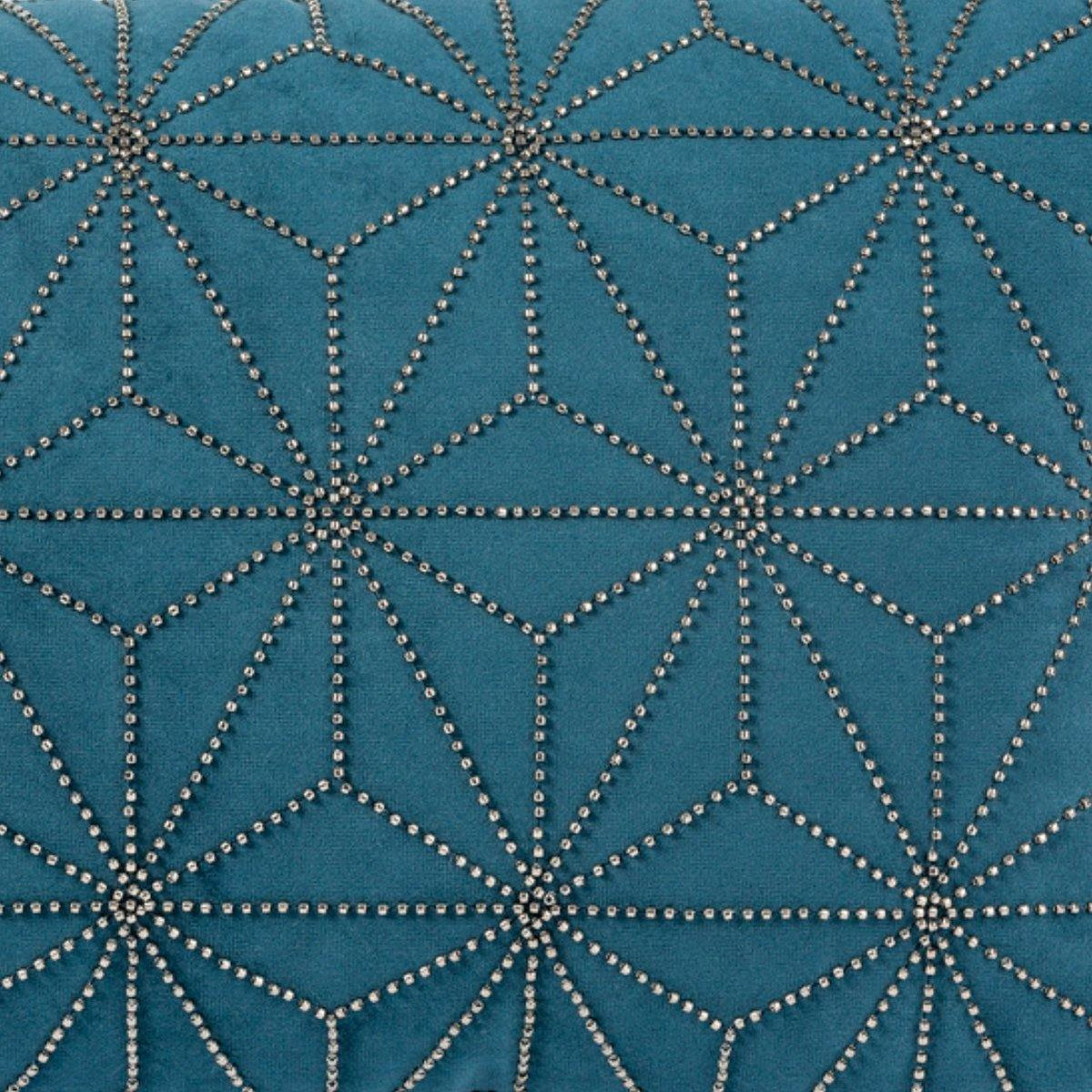 Almofada JIDDI 30x50 Veludo Azul com Missangas - KUXIN // Home Fashion