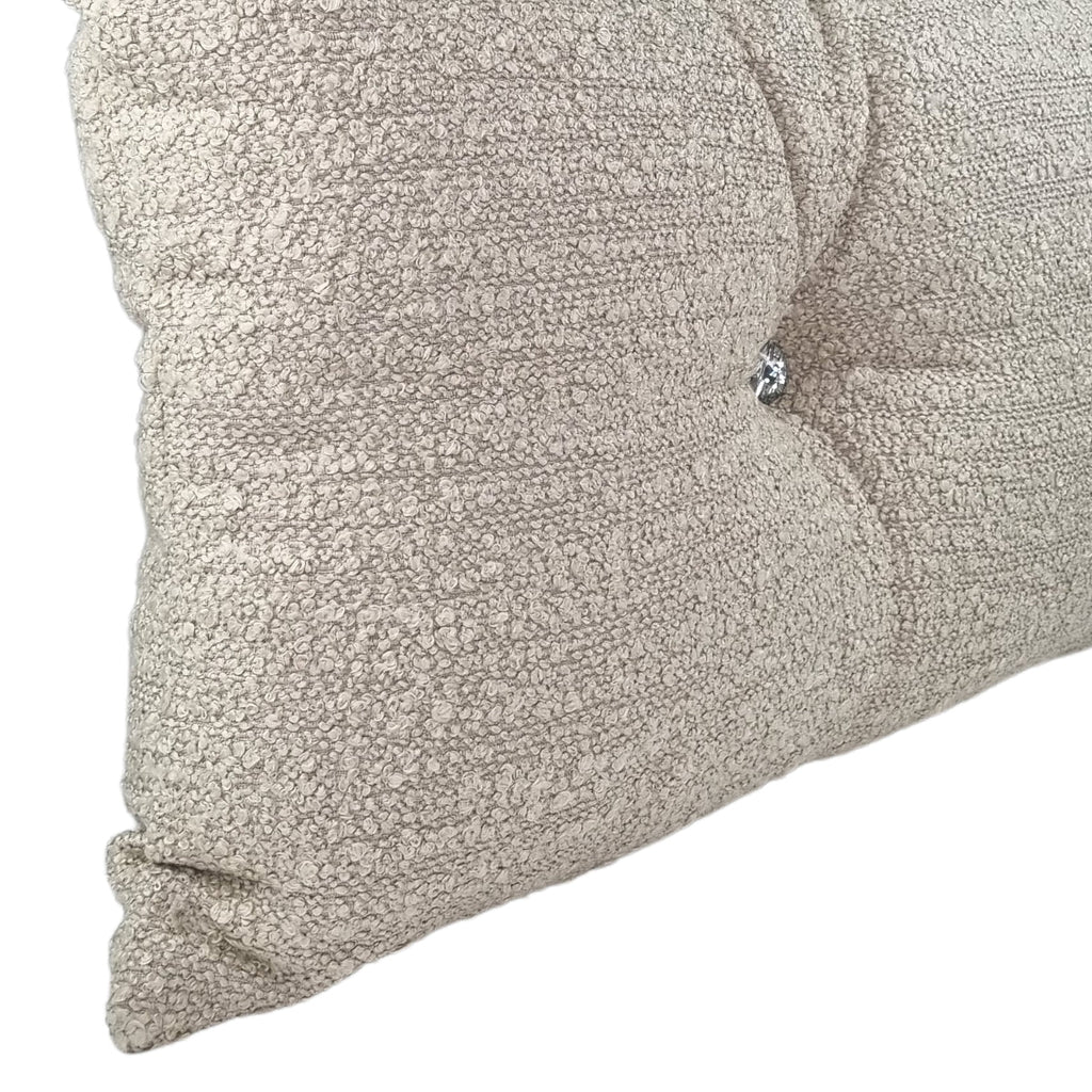 JIDDI 40x60 Beige Linen Cushion with Crystal Button