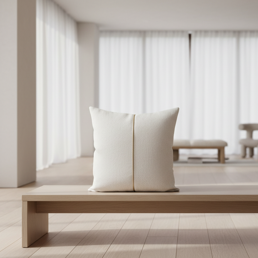 Almofada JIDDI 50x50 Linho Branco com Vivo Dourado