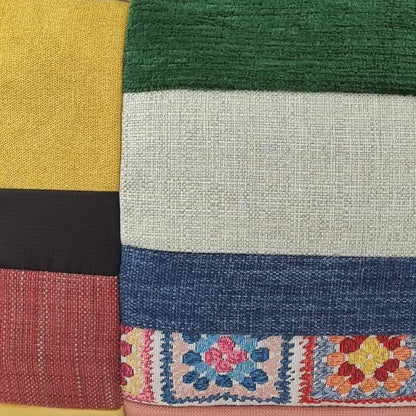 Almofada KULURI 40x60 Combinado de tecidos coloridos e verso Bege
