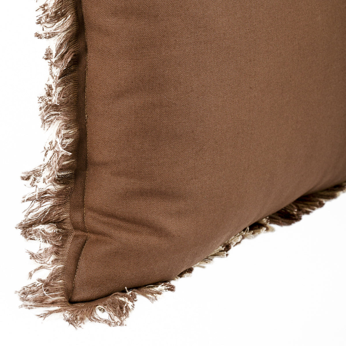 Almofada KULURI 45x45 Algodão 2 Tons Bege e Castanho com Franja