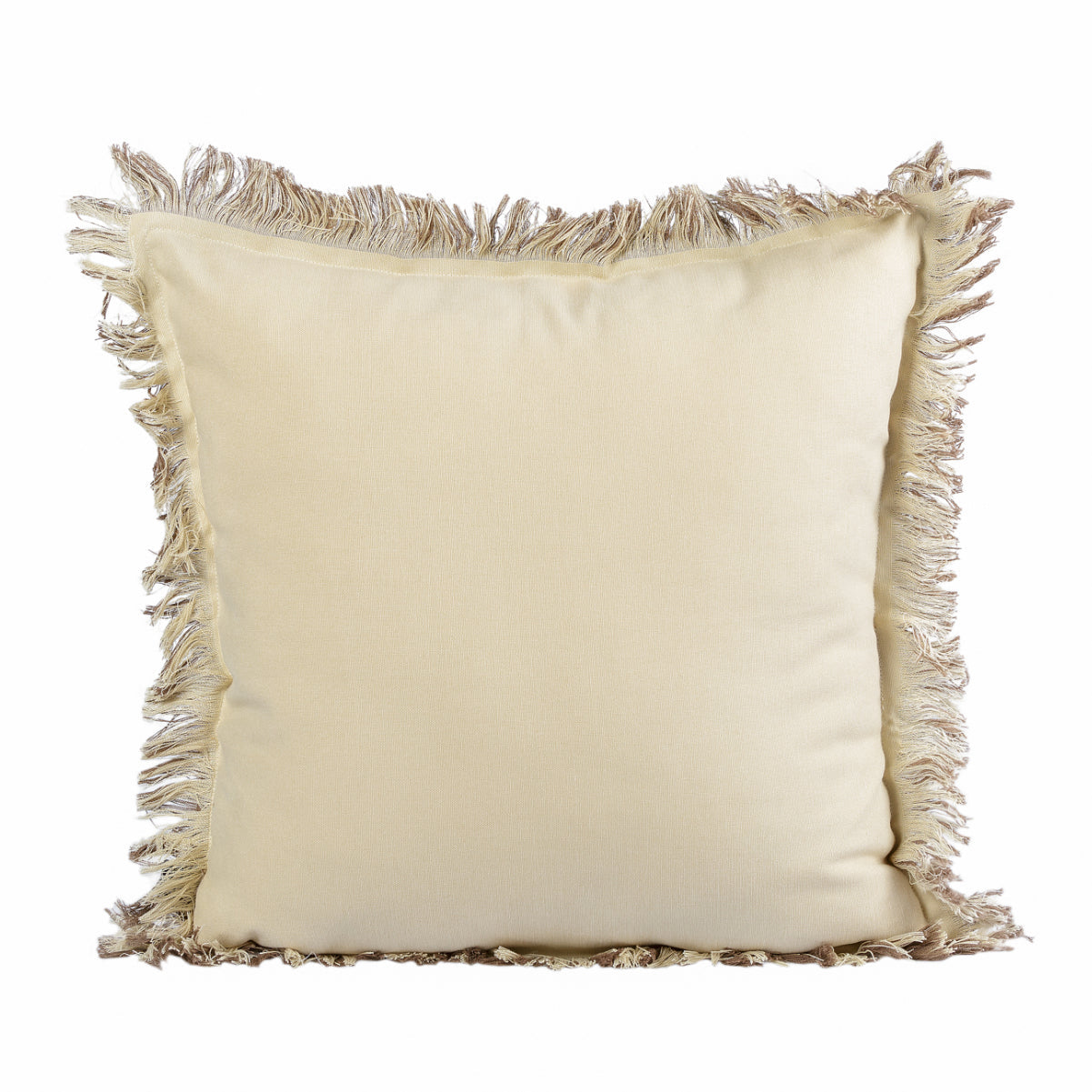 Almofada KULURI 45x45 Algodão 2 Tons Bege e Castanho com Franja | ❤️  @casaparanos