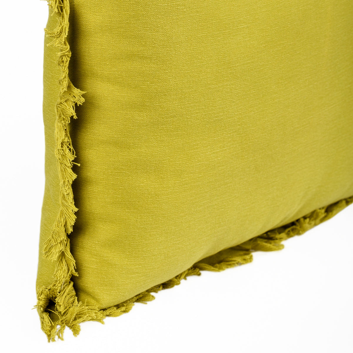 Almofada KULURI 45x45 Algodão Verde Mostarda com Franja