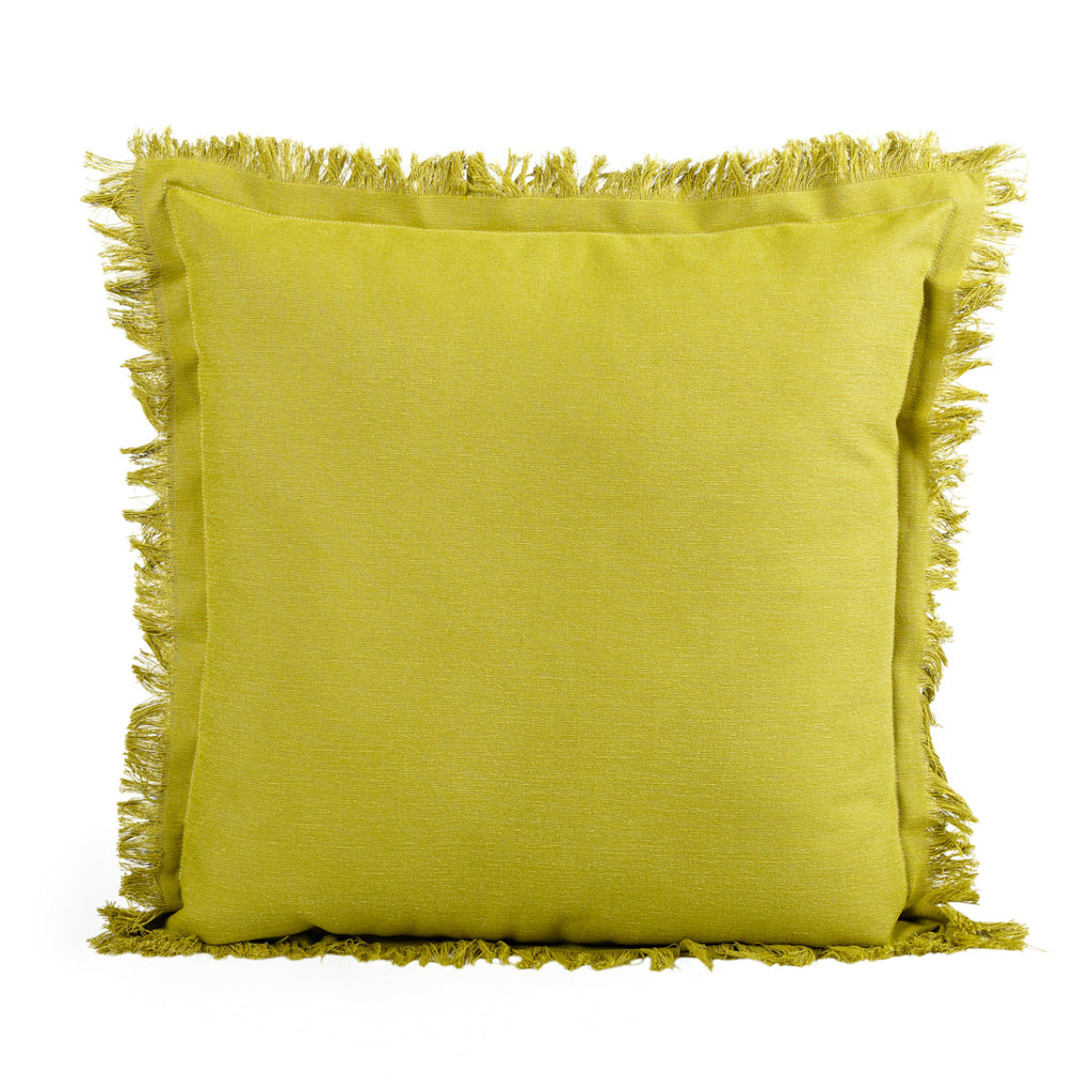 KULURI 45x45 Mustard Green Cotton Pillow with Fringe | ❤️ @martacyrnecarvalho