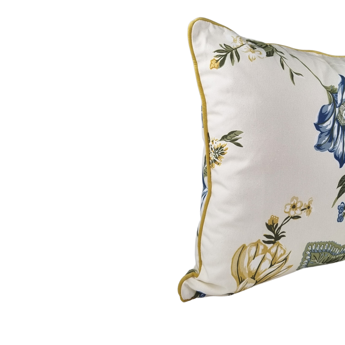 Almofada FJURI 45x45 Flores Azul com vivo Amarelo