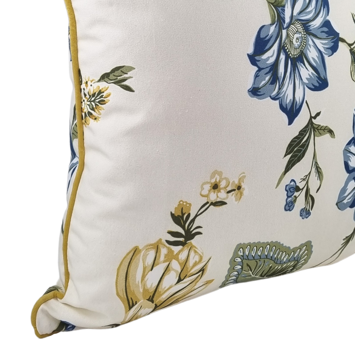 Almofada FJURI 45x45 Flores Azul com vivo Amarelo