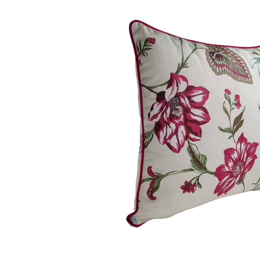 FJURI Cushion 45x45 Pink Flowers with Pink Decoration