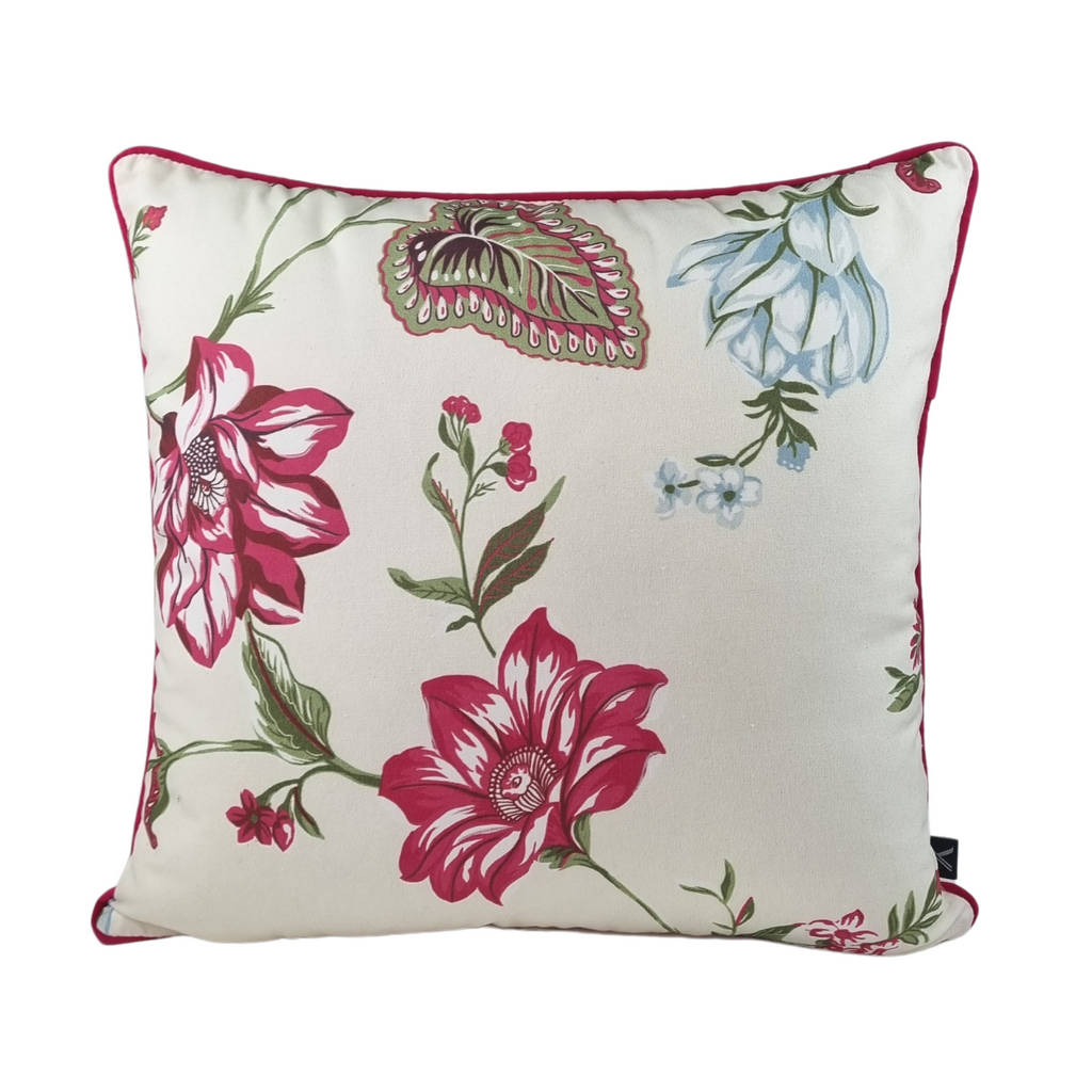 FJURI Cushion 45x45 Pink Flowers with Pink Decoration