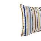 Almofada KULURI 45x45 Riscas Amarelo Azul e Castanho com vivo Amarelo