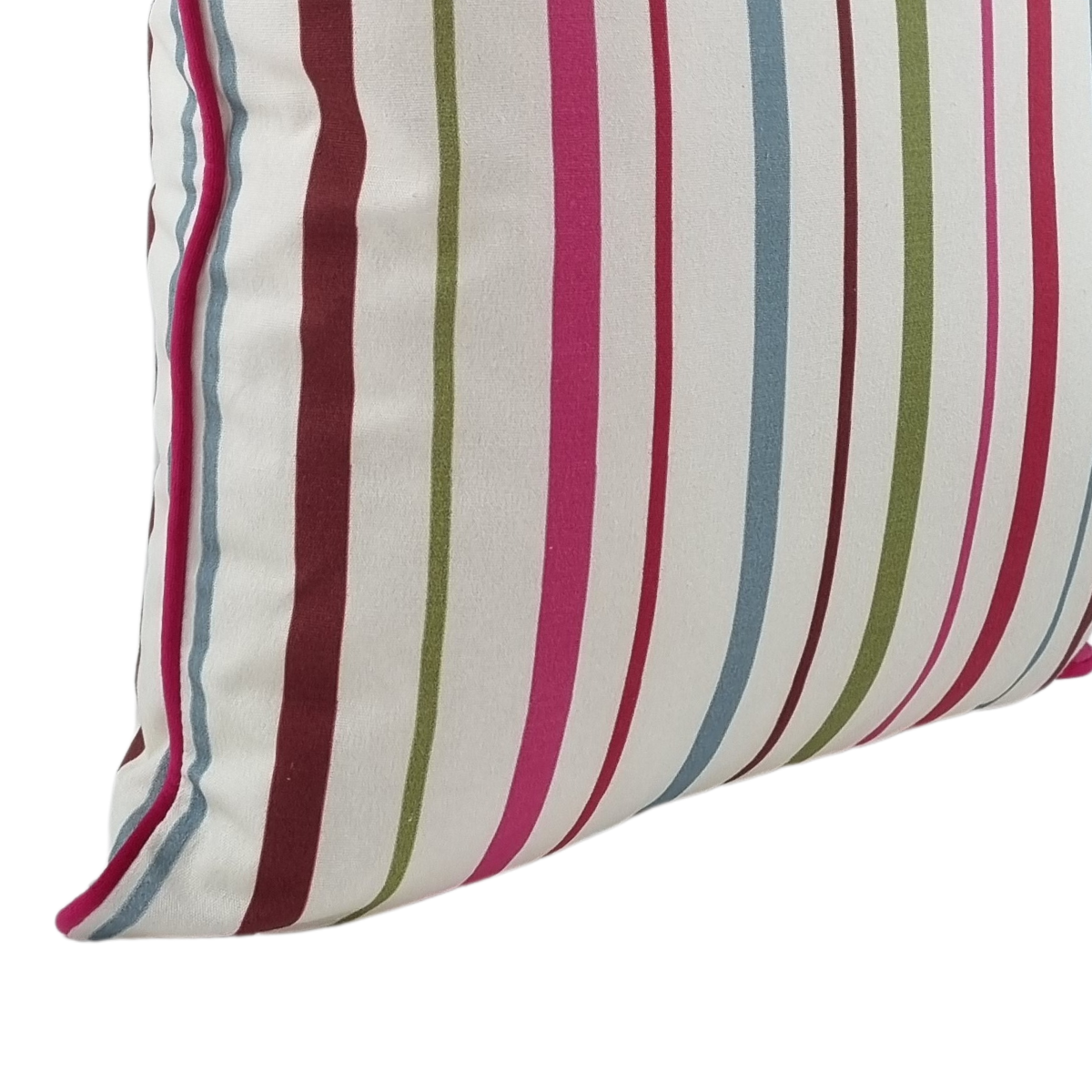 Almofada KULURI 45x45 Riscas Rosa Verde e Azul com vivo Rosa