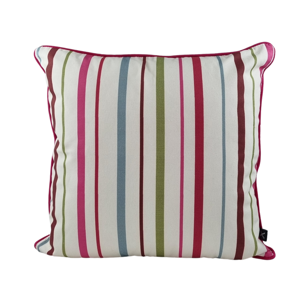 Almofada KULURI 45x45 Riscas Rosa Verde e Azul com vivo Rosa