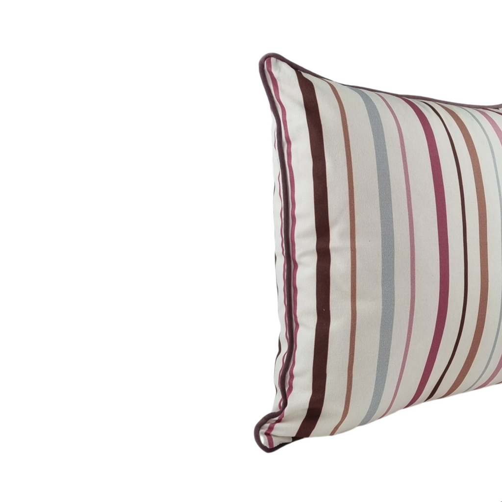 KULURI Cushion 45x45 Purple, Brown and Blue Stripes with Purple Edge