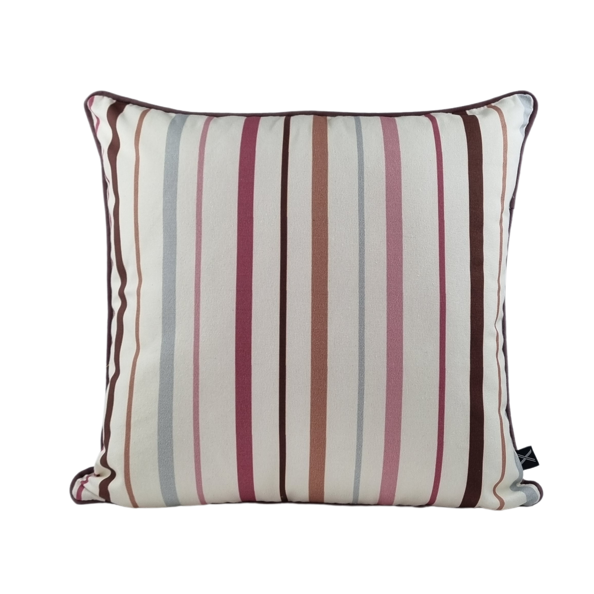 Almofada KULURI 45x45 Riscas Roxo Castanho e Azul com vivo Roxo